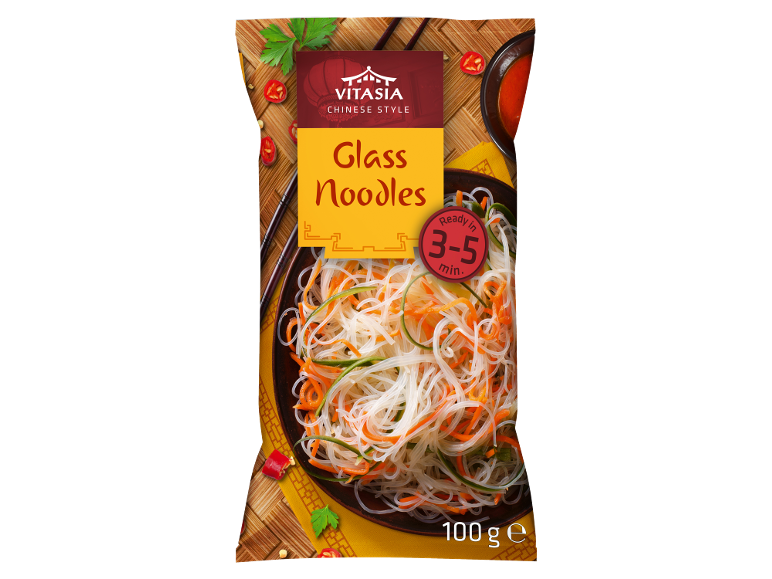 Συσκευασία γυάλινων noodles με καρότο και αγγούρι, έτοιμα σε 3-5 λεπτά, 100 γρ.