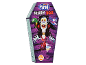 Κουτί γλυκών με θέμα το Halloween, με βρικόλακα και τέρατα, με την ετικέτα 'NO GLUTEN'.