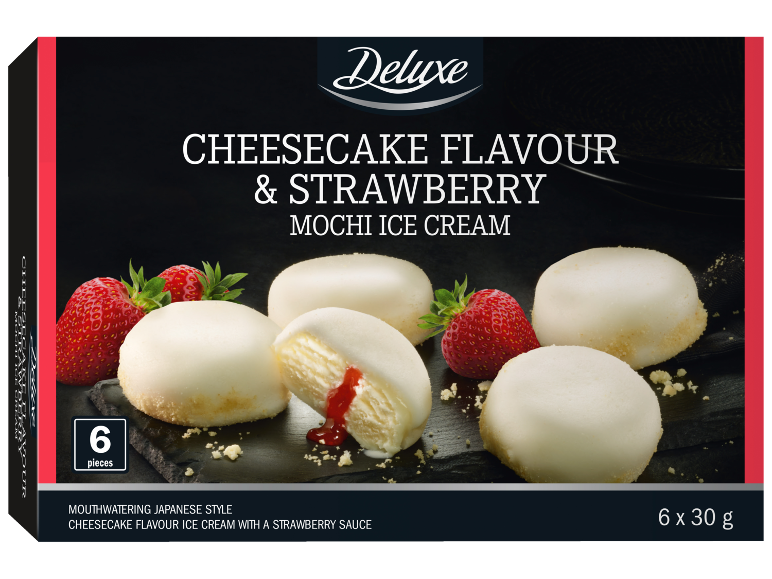 Παγωτό mochi γεύσης cheesecake και φράουλα, 6 τεμάχια, 6 x 30g.