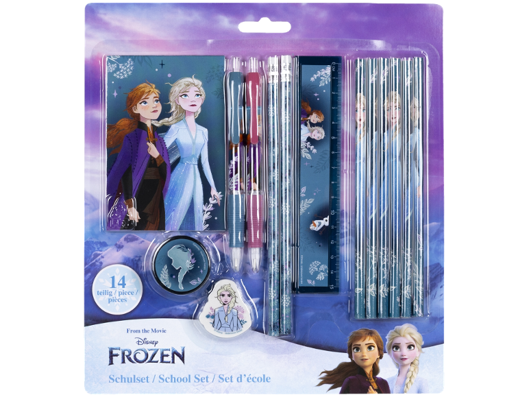 Σχολικό σετ Frozen με σημειωματάριο, στυλό, μολύβια, χάρακα και γόμα.