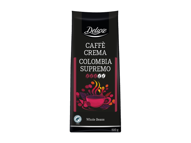 Μαύρη συσκευασία καφέ σε κόκκους Caffè Crema Colombia Supremo, 500 γρ.