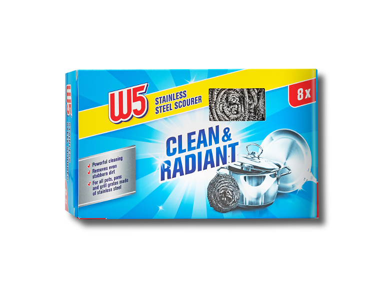 W5 συρματάκι κουζίνας από ανοξείδωτο ατσάλι Clean & Radiant, συσκευασία των 8