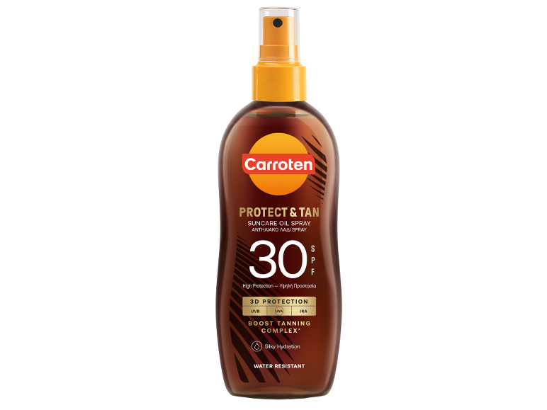 Αντηλιακό λάδι σε σπρέι SPF 30 για προστασία και μαύρισμα με 3D προστασία και μεταξένια ενυδάτωση.