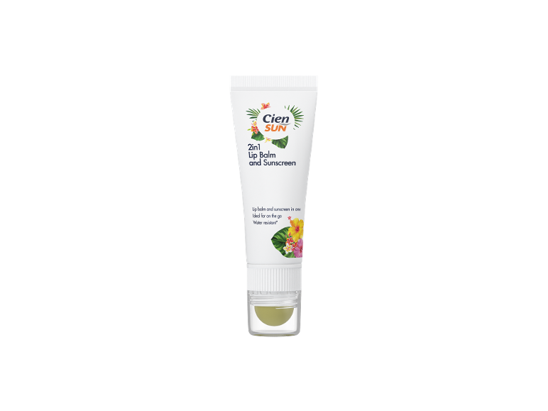 2-σε-1 lip balm και αντηλιακό με τροπικό θέμα.