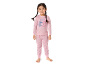 Ροζ παιδική πιτζάμα με στάμπες Stitch και Angel, και αστέρια.