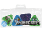 Πένες κιθάρας με θέμα Minecraft σε επαναχρησιμοποιούμενη διαφανή θήκη, με χαρακτήρες όπως η Alex, ένα κοτόπουλο, ένας Enderman και ένα Creeper.