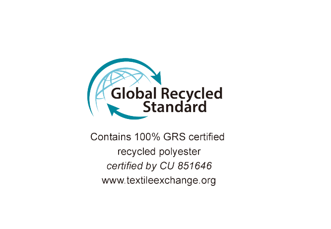 Global Recycled Standard: 100% ανακυκλωμένος πολυεστέρας πιστοποιημένος GRS, πιστοποιημένος από CU 851646.