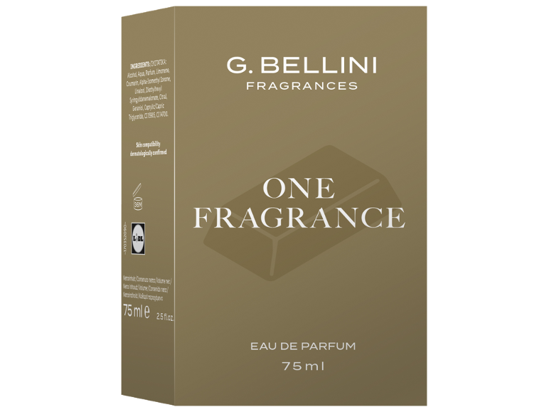 Κουτί αρώματος 75 ml με την επιγραφή 'ONE FRAGRANCE'.