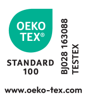 Σφραγίδα πιστοποίησης Standard 100 με τον αριθμό BJ028 163088 TESTEX.
