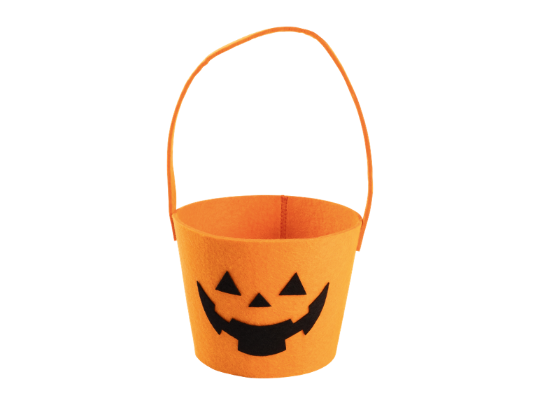 Πορτοκαλί καλάθι Halloween με μαύρο πρόσωπο κολοκύθας