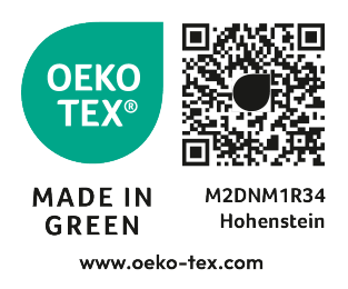 Πιστοποιητικό OEKO-TEX MADE IN GREEN με κωδικό M2DNM1R34 Hohenstein.