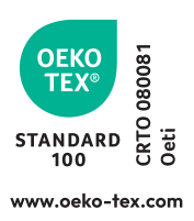 Υφασμάτινη σφραγίδα STANDARD 100, αριθμός CRTO 080081, Oeti, www.oeko-tex.com