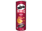 Τσιπς Pringles με γεύση μπέικον, που δείχνουν ένα τσιπ και μπέικον να ψήνεται.