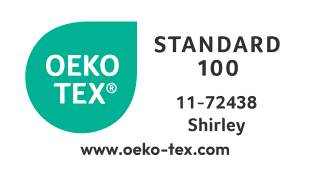 Σφραγίδα OEKO-TEX STANDARD 100 με αριθμό 11-72438 Shirley και URL www.oeko-tex.com.