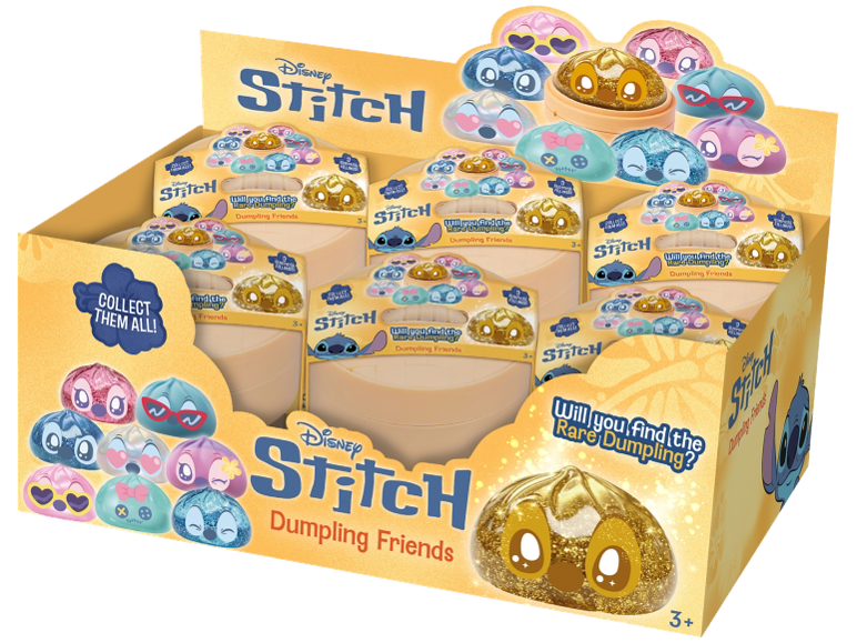 Οθόνη με φιγούρες ντάμπλινγκ Stitch, με το κείμενο «Συλλέξτε τα όλα!»