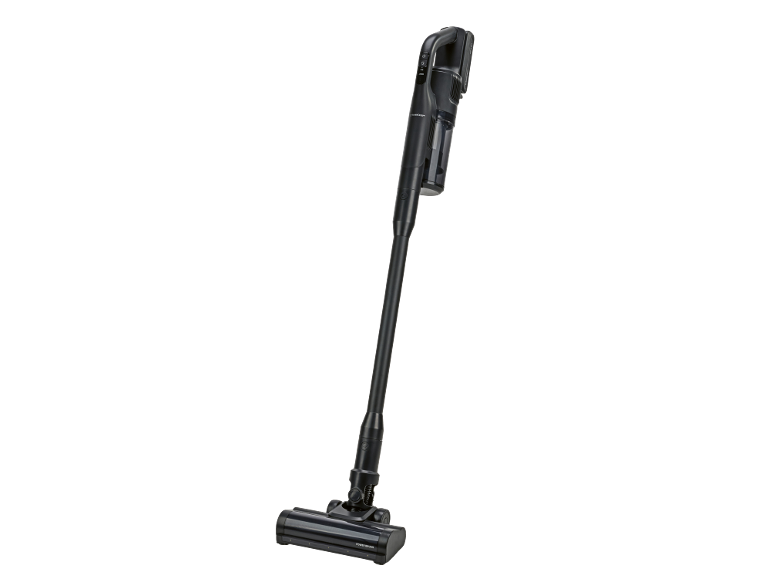 Μαύρη ασύρματη σκούπα stick με εξάρτημα Power Brush.