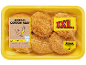 XXL παναρισμένο κοτόπουλο cordon bleu σε κίτρινη συσκευασία, με οδηγίες μαγειρέματος.