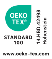 Σφραγίδα πιστοποίησης OEKO-TEX® STANDARD 100 με αριθμό 14.HBD.42498 Hohestein