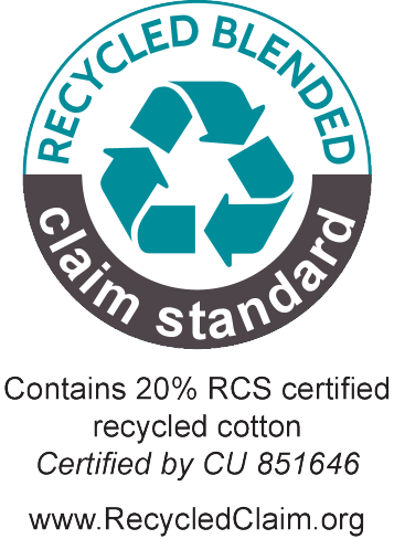 Ετικέτα Recycled Blended Claim Standard: Περιέχει 20% ανακυκλωμένο βαμβάκι πιστοποιημένο με RCS, πιστοποιημένο από CU 851646.