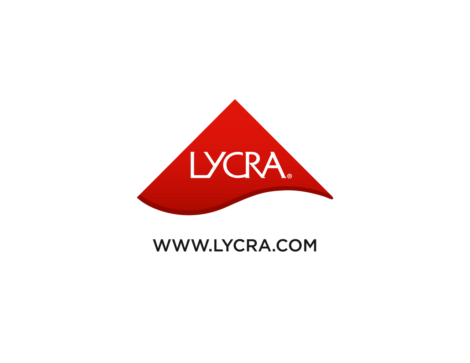Κόκκινο τριγωνικό λογότυπο με το κείμενο LYCRA® και τη διεύθυνση ιστού WWW.LYCRA.COM.