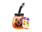 Κύπελλο κολοκύθας Halloween με καλαμάκι και θεματικά γλυκά.