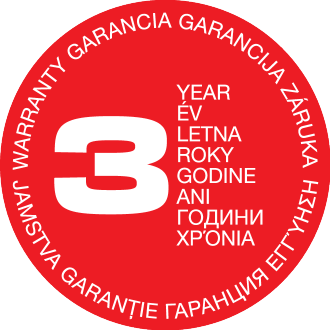 Σήμα 3ετούς εγγύησης σε πολλές γλώσσες.