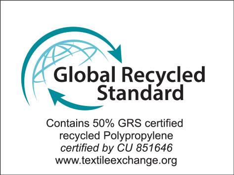 Global Recycled Standard: Περιέχει 50% ανακυκλωμένο πολυπροπυλένιο πιστοποιημένο GRS από CU 851646.