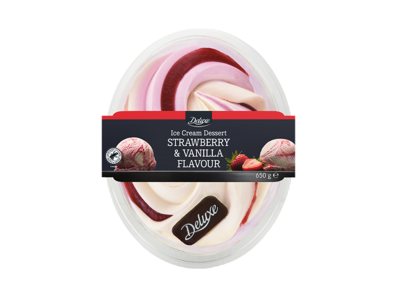 Παγωτό Deluxe με γεύση φράουλα και βανίλια, 650 g