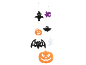 Διακοσμήσεις Halloween από τσόχα, συμπεριλαμβανομένων κολοκυθών, νυχτερίδων, φαντασμάτων και μαγισσών.