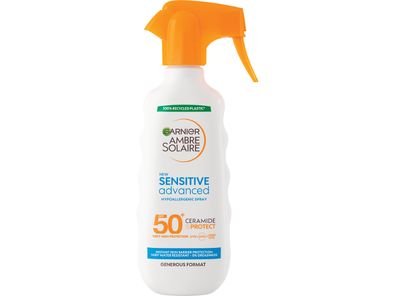 Υποαλλεργικό αντηλιακό σπρέι SPF 50+ με προστασία κεραμιδίων, αδιάβροχο.