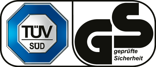 Σφραγίδα ασφαλείας: TÜV SÜD, GS geprüfte Sicherheit.