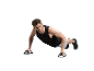 Άνδρας κάνει push-ups με λαβές push-up, φορώντας μαύρο αμάνικο μπλουζάκι και γκρι σορτς.