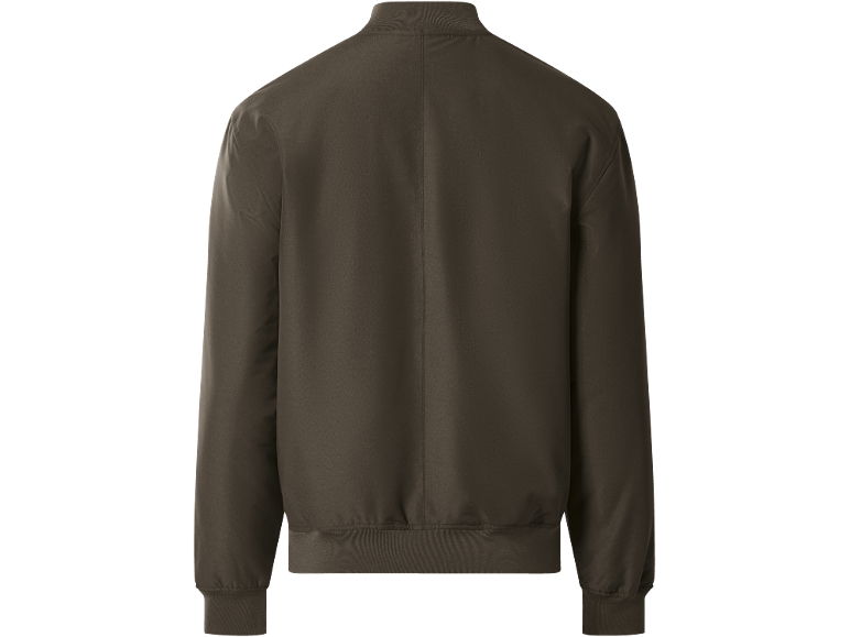 Ανδρικό σκούρο καφέ bomber jacket, πίσω όψη.
