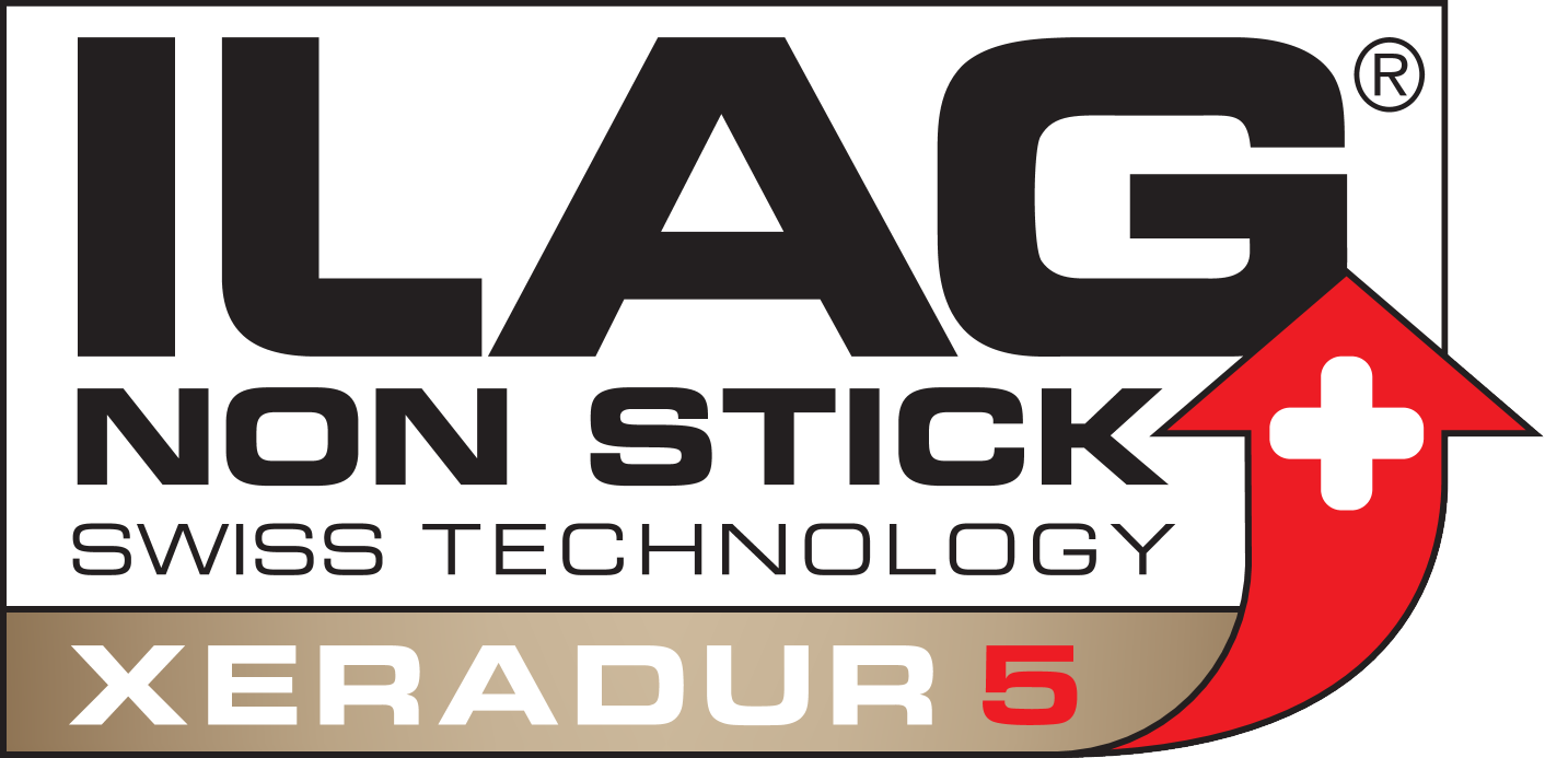 ILAG NON STICK SWISS TECHNOLOGY XERADUR 5, σήμα κατατεθέν, κόκκινο βέλος με λευκό σταυρό