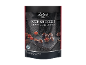 Σοκολατένια βύσσινα με την επιγραφή „Sour Cherries Coated with Dark Chocolate“.