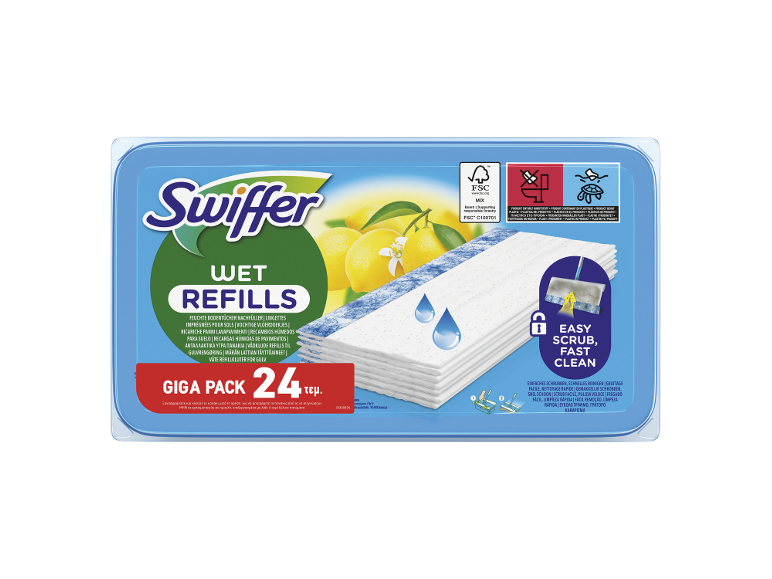 Swiffer υγρά πανάκια για πάτωμα, giga pack 24 τεμαχίων