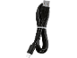 Μαύρο καλώδιο USB-A σε USB-C, τυλιγμένο με λευκό δεματικό.