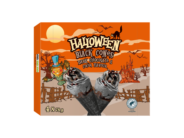 Halloween Black Cones: παγωτά χωνάκια με γεύση μαύρης σοκολάτας & κακάο