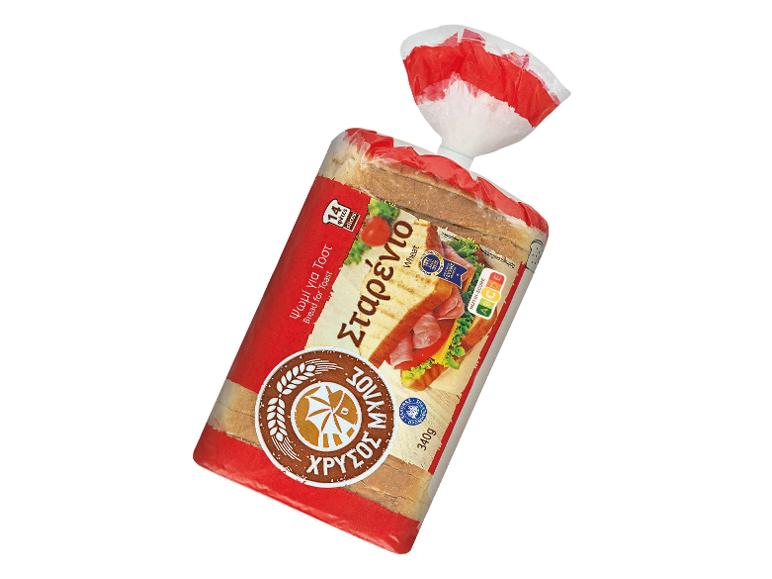 Σταρένιο ψωμί για τοστ Χρυσός Μύλος, 340g