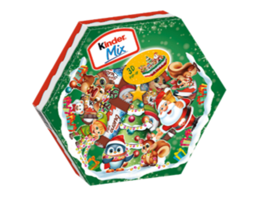 Kinder Mix Χριστουγεννιάτικο κουτί με ποικιλία σοκολατών και 3D pop-up σχέδιο.