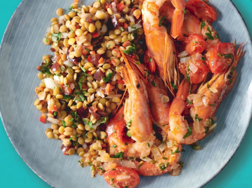 Γαρίδες με φακές